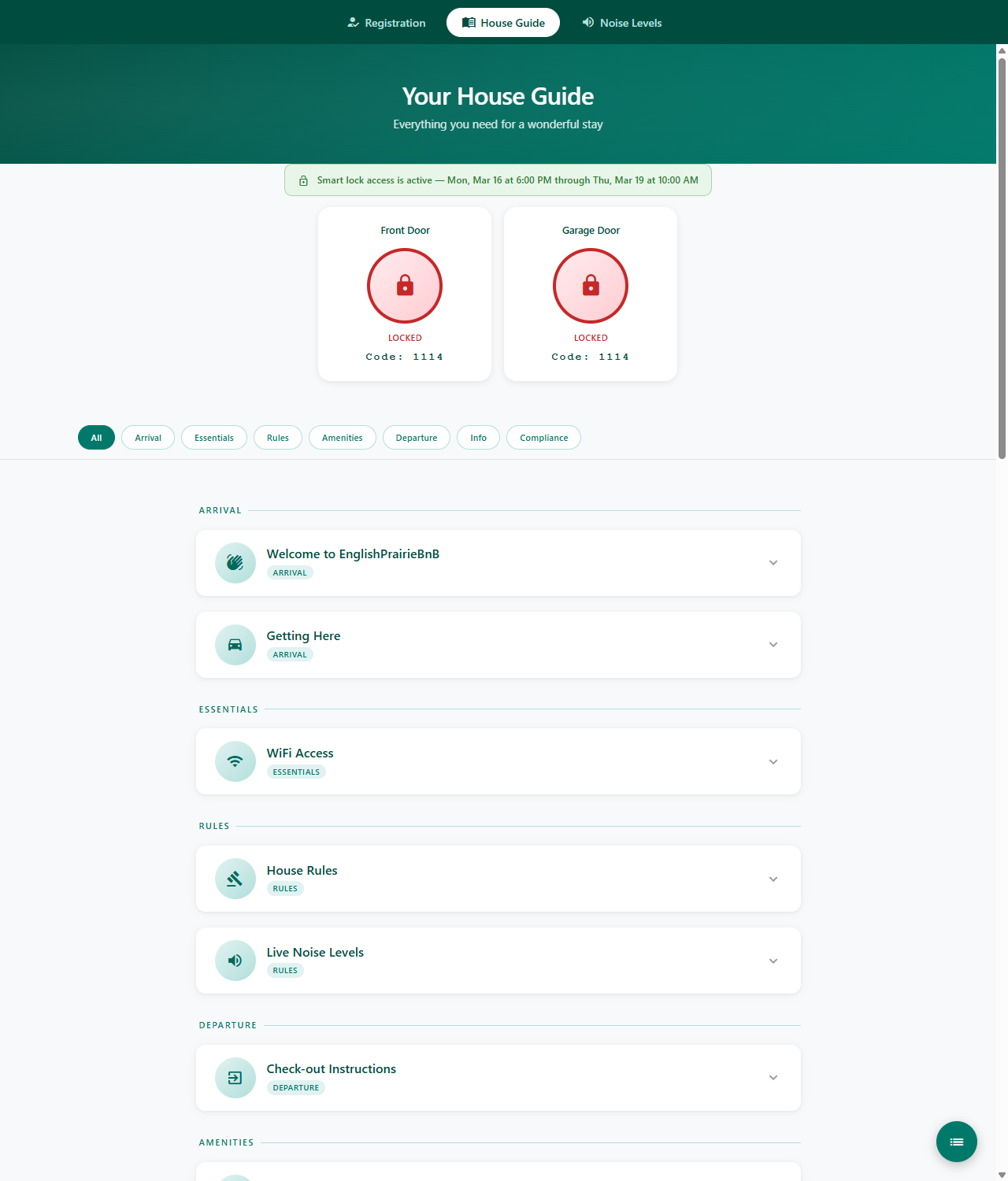 Digital guidebook with smart lock controls